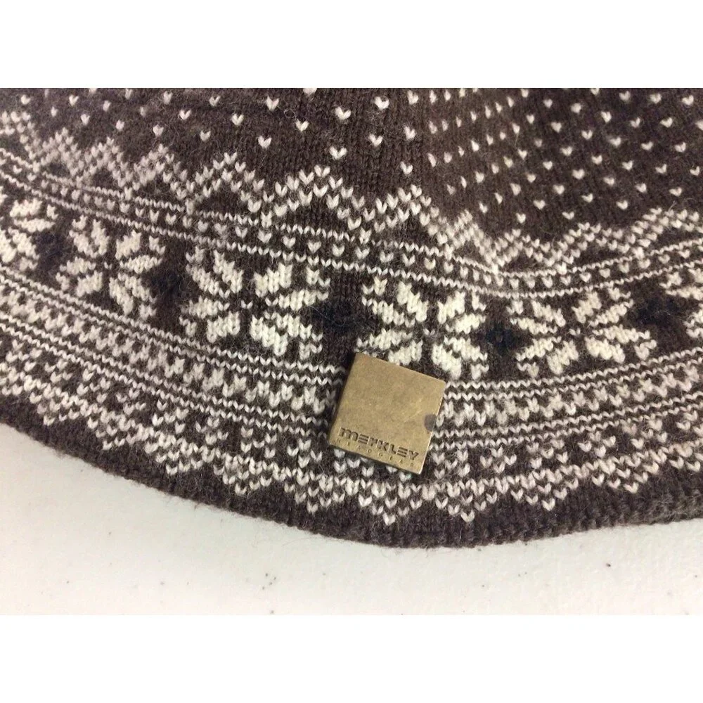 Merkley Brown Wool Hat Fair Isle Beanie Womens One Size